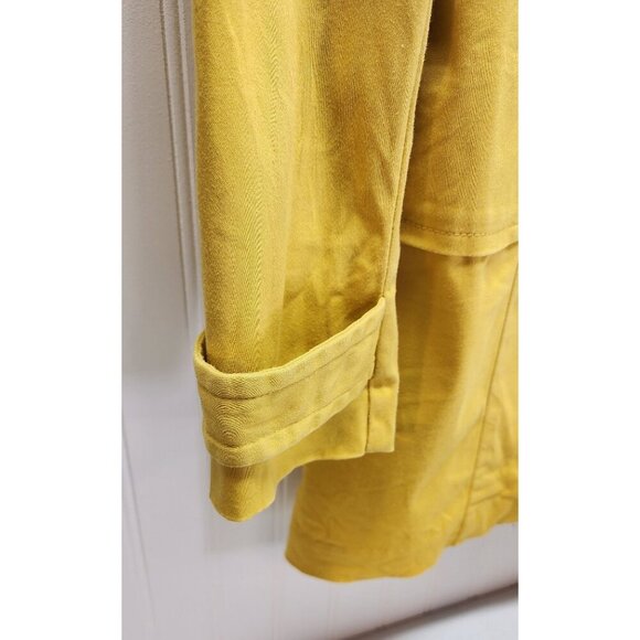 Yellow Double-Breasted Womens Trench Coat With Black Buttons & Pockets - Picture 3 of 16